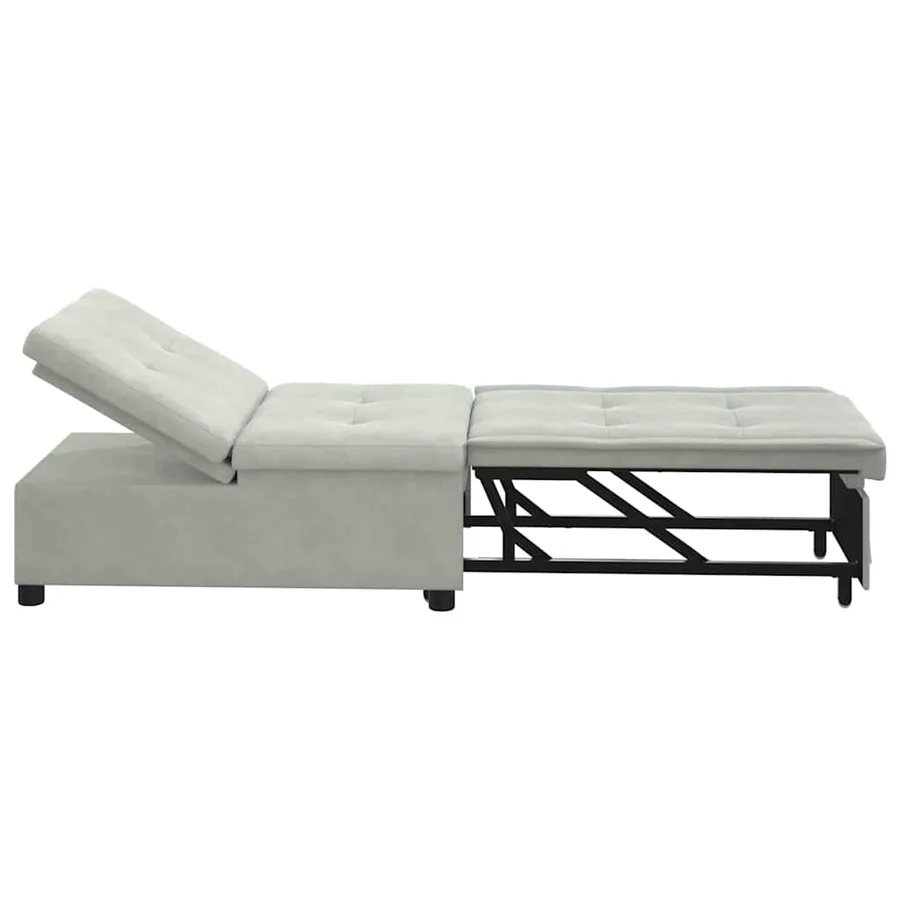 Canapé-Lit Gris clair 194 x 67 x 82 cm Velours - 5