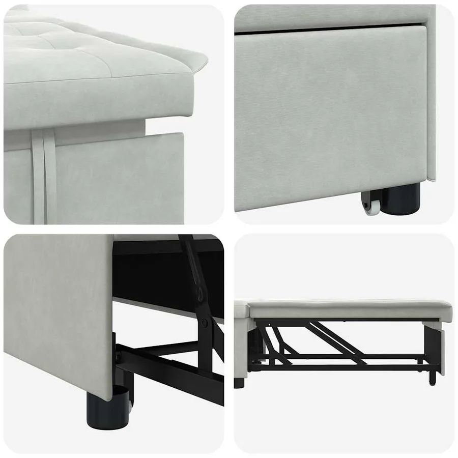 Canapé-Lit Gris clair 194 x 67 x 82 cm Velours - 7