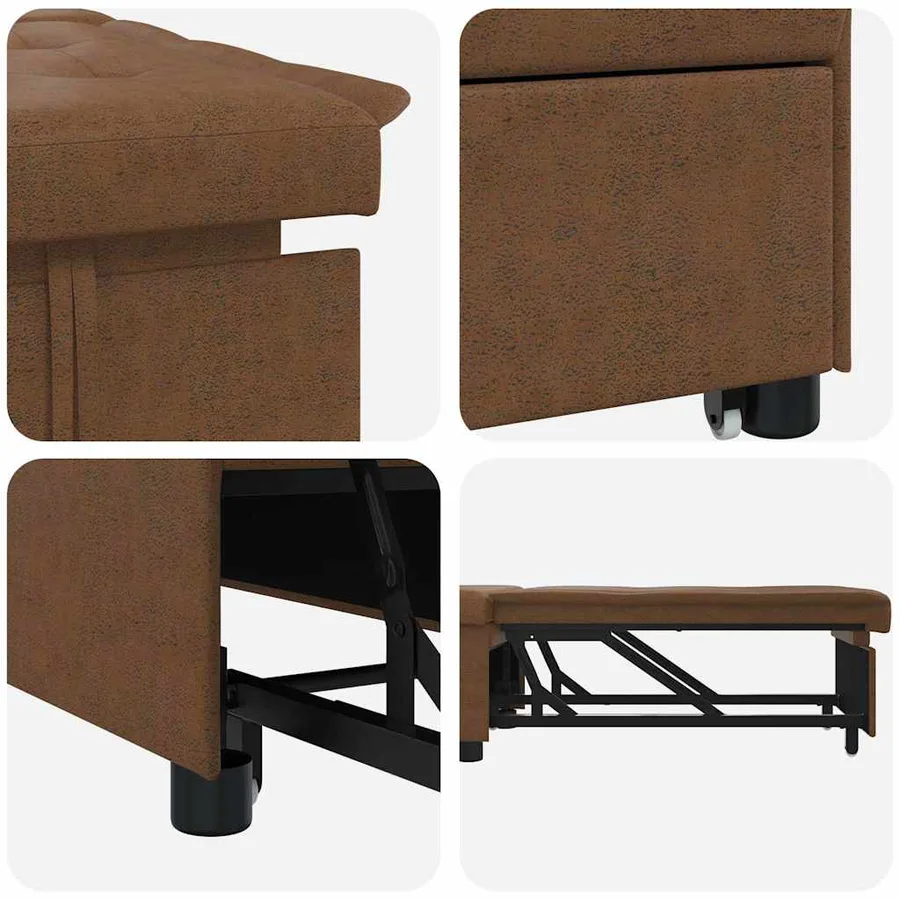 Canapé-Lit Marron 194 x 67 x 82 cm Tissu Huahua - 7