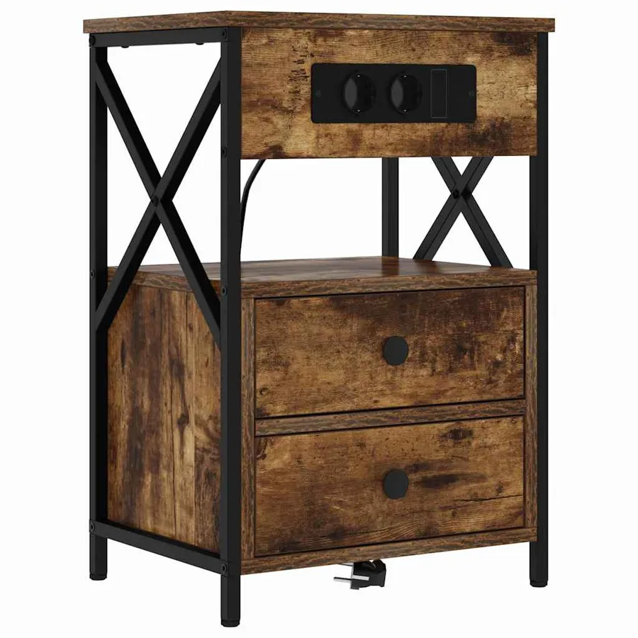 Cabinet de chevet avec tiroir 2 pcs Chêne fumé 40 x 31 x 60 cm - 5