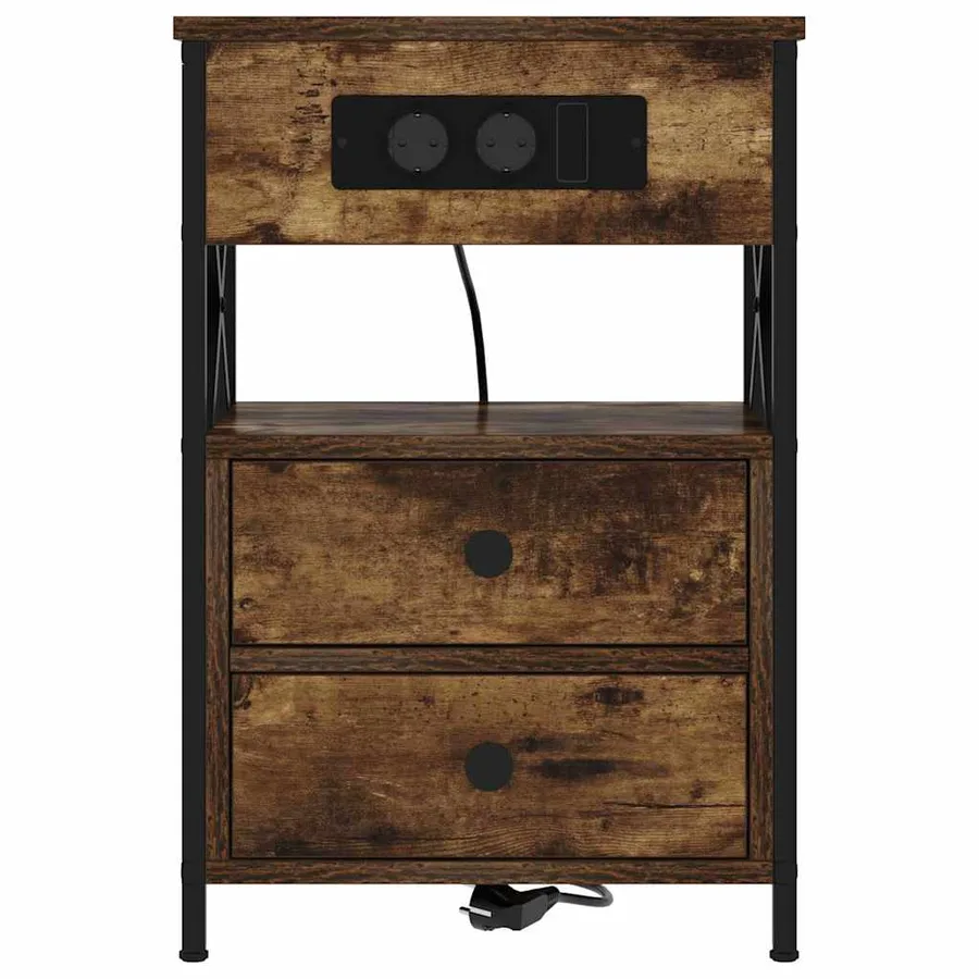Cabinet de chevet avec tiroir 2 pcs Chêne fumé 40 x 31 x 60 cm - 7