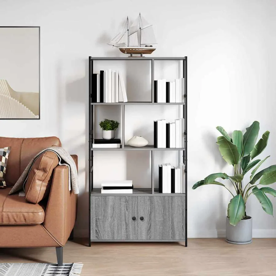 Étagère Sonoma gris 80 x 30 x 155,5 cm Bois d'ingénierie