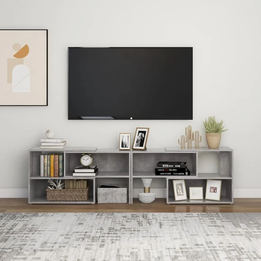 Meuble TV Gris béton 149x30x52 cm Bois d'ingénierie - 3