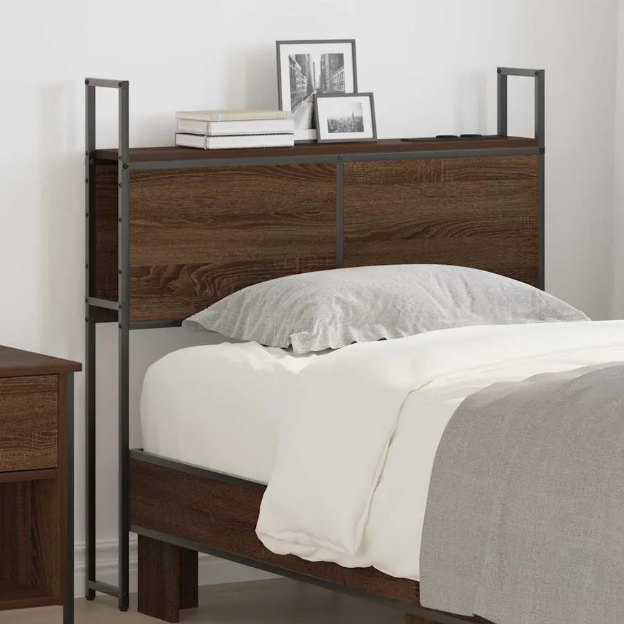 Headboard de Rangement avec Station de Charge Chêne marron