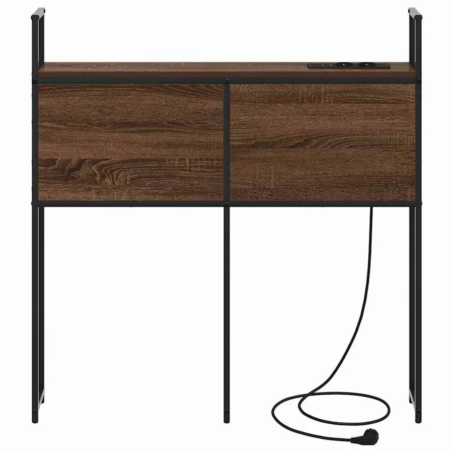 Headboard de Rangement avec Station de Charge Chêne marron - 5