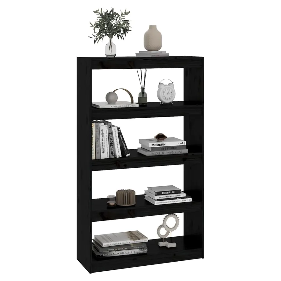 Bibliothèque/Séparateur de pièce Noir 80x30x135,5 cm Pin massif - 4