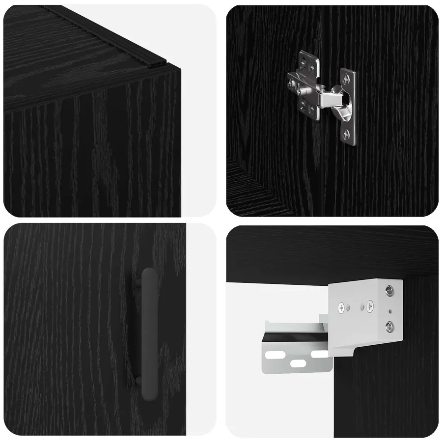 Armoire Murale Montage mural 2 pcs Chêne noir 69,5 x 34 x 90 cm - 10