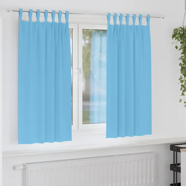 Rideaux occultants avec anneaux 2 pcs Bleu clair 175 x 140 cm