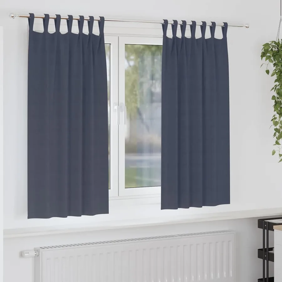 Rideaux occultants avec anneaux 2 pcs Anthracite 175 x 140 cm