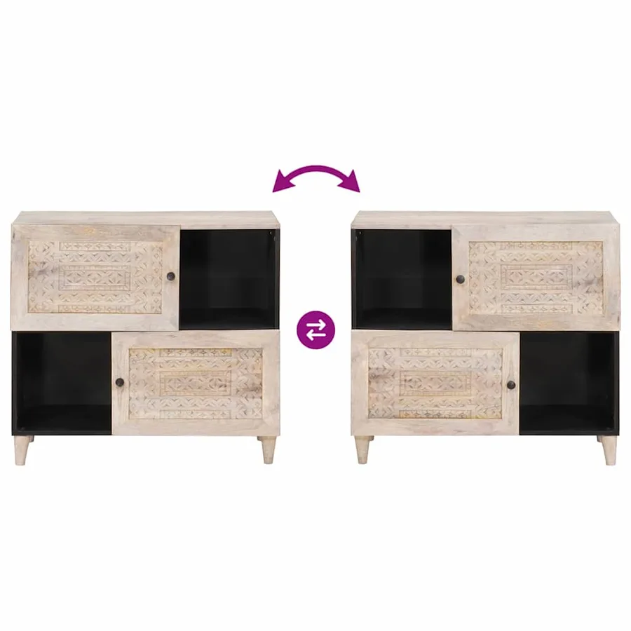 Buffet Blanc Blanchi 80 x 33 x 75 cm Bois de mangue massif - 10