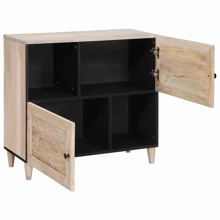 Buffet Blanc Blanchi 80 x 33 x 75 cm Bois de mangue massif - 2