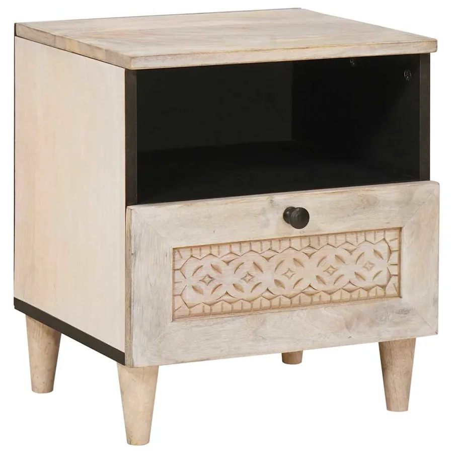 Table de chevet Blanc 40 x 33 x 46 cm Bois d'ingénierie