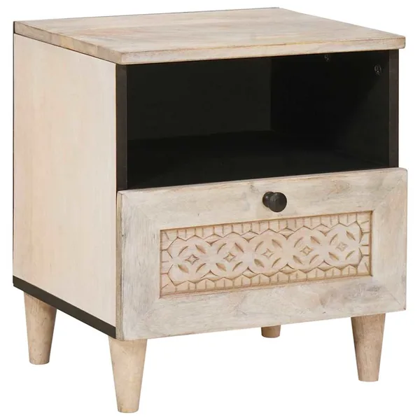 Table de chevet Blanc 40 x 33 x 46 cm Bois d'ingénierie