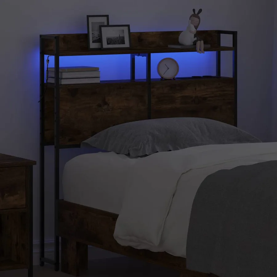 Tête de lit de rangement Chêne fumé Bois d'ingénierie - 4