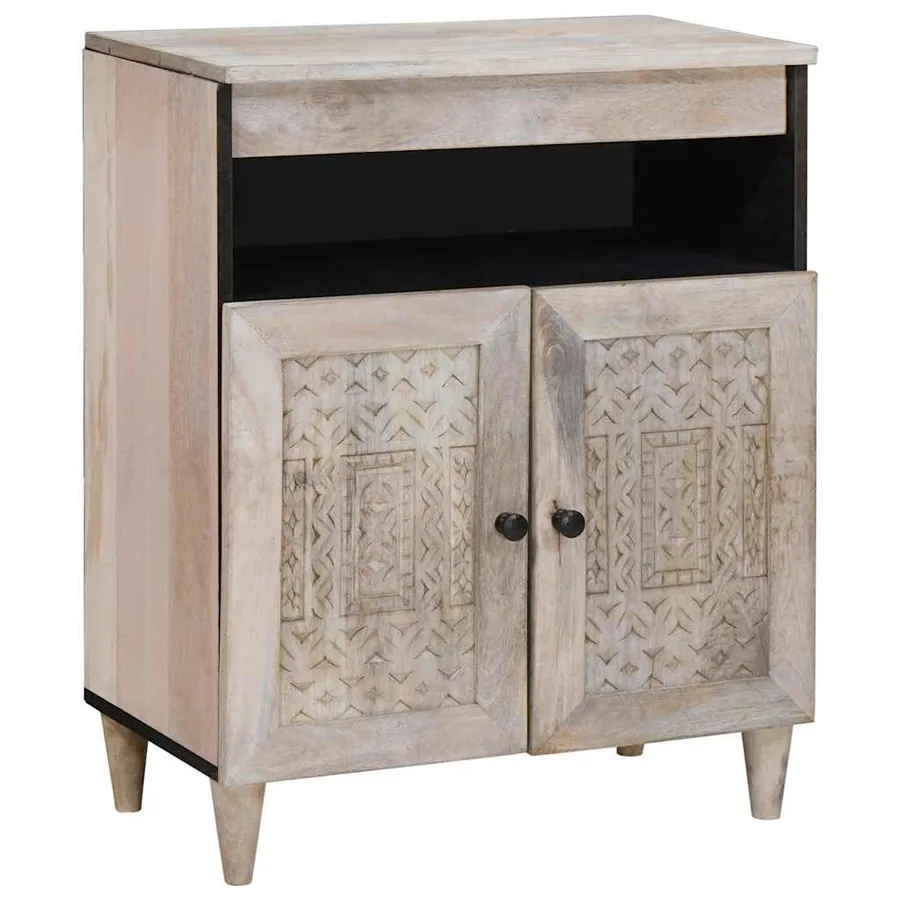 Buffet Blanc Blanchi 60 x 33 x 75 cm Bois de mangue massif