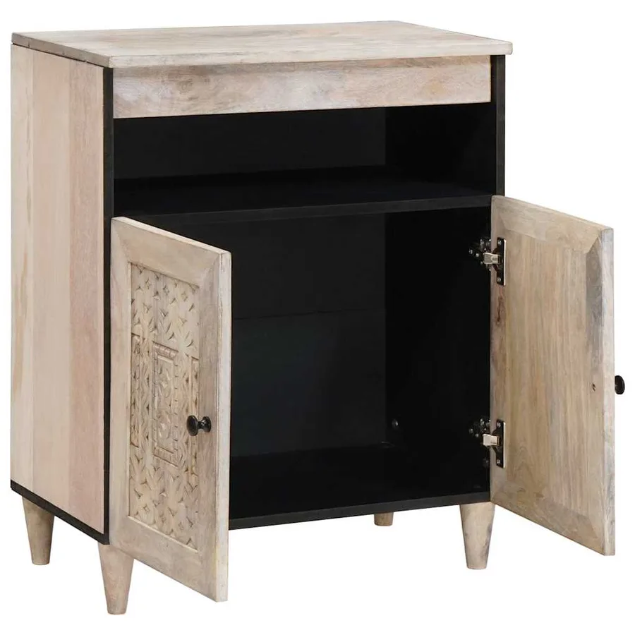 Buffet Blanc Blanchi 60 x 33 x 75 cm Bois de mangue massif - 2