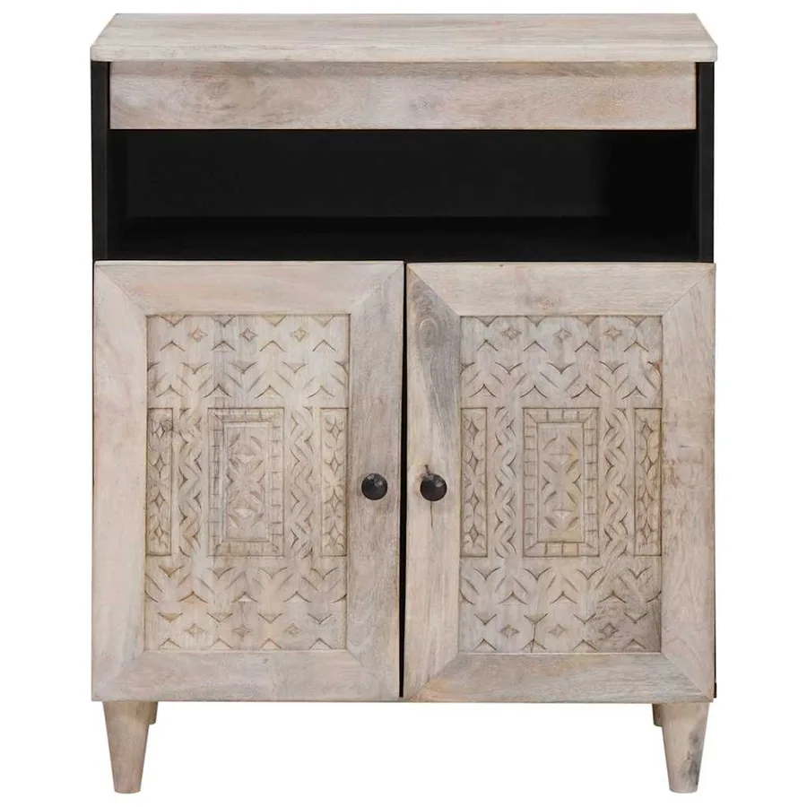Buffet Blanc Blanchi 60 x 33 x 75 cm Bois de mangue massif - 3