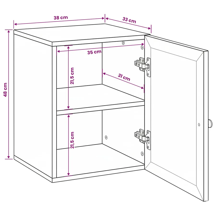 Cabinet de salle de bain avec stockage Blanc 38 x 33 x 48 cm - 11