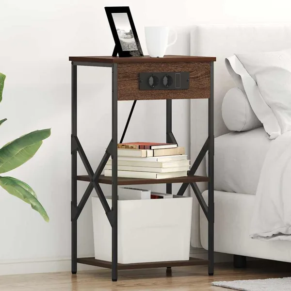 Cabinet de chevet avec étagère 2 pcs Chêne brun 41 x 31 x 76 cm