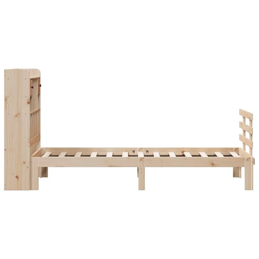 Lit bibliothèque sans matelas 75x190 cm bois de pin massif - 5