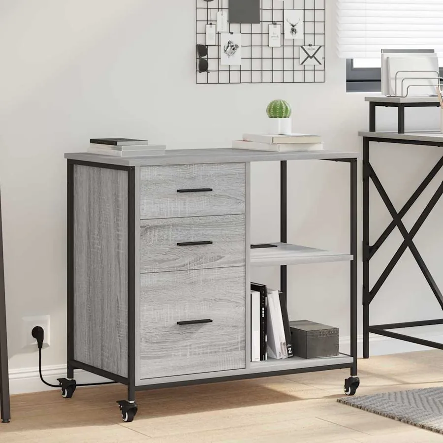 Cabinet avec Station de Charge Gris Sonoma 76 x 41 x 72 cm
