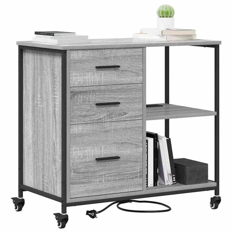 Cabinet avec Station de Charge Gris Sonoma 76 x 41 x 72 cm - 3
