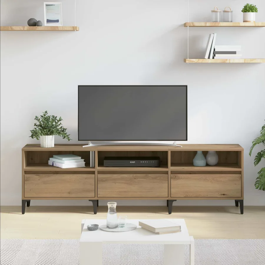 Meuble TV 150 x 30 x 45 cm Chêne artisanal - 4