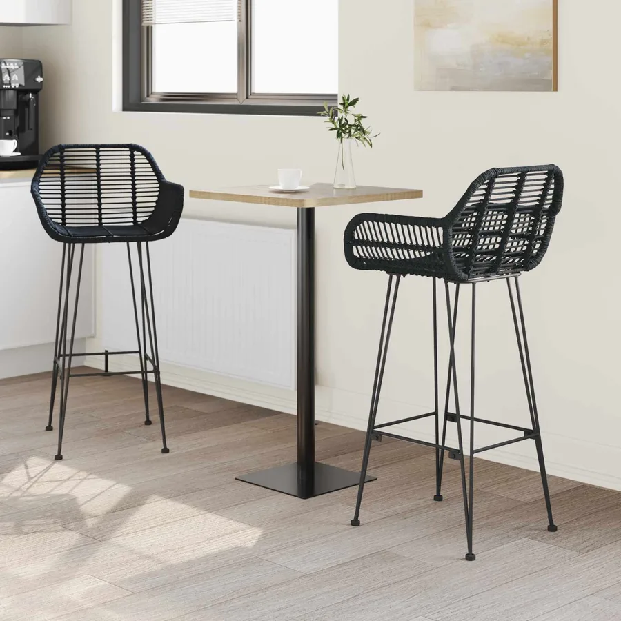 Chaise de bar 2 pcs 55 x 52 x 105 cm Rotin et métal - 3