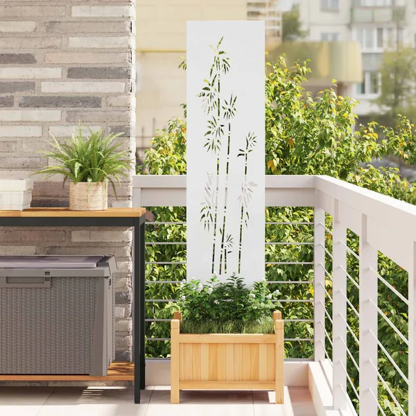 Écran de confidentialité de jardin Floral Blanc 32 x 140 cm
