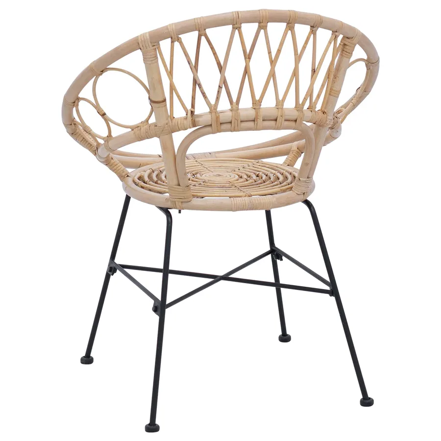 Chaise de salle à manger 2 pcs Rotin et métal Naturel - 7