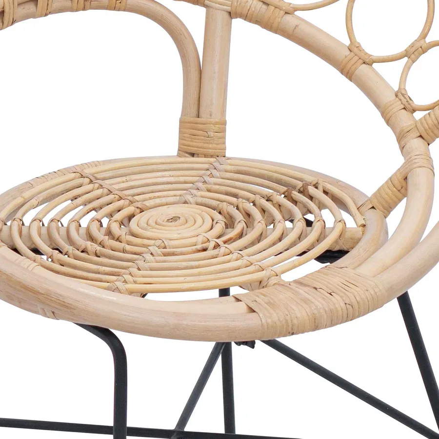 Chaise de salle à manger 2 pcs Rotin et métal Naturel - 9