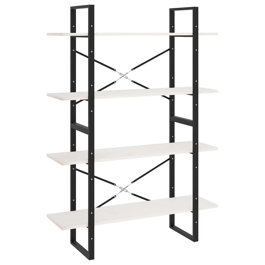 Bibliothèque à 4 niveaux Blanc 100x30x140 cm Bois de pin massif - 2