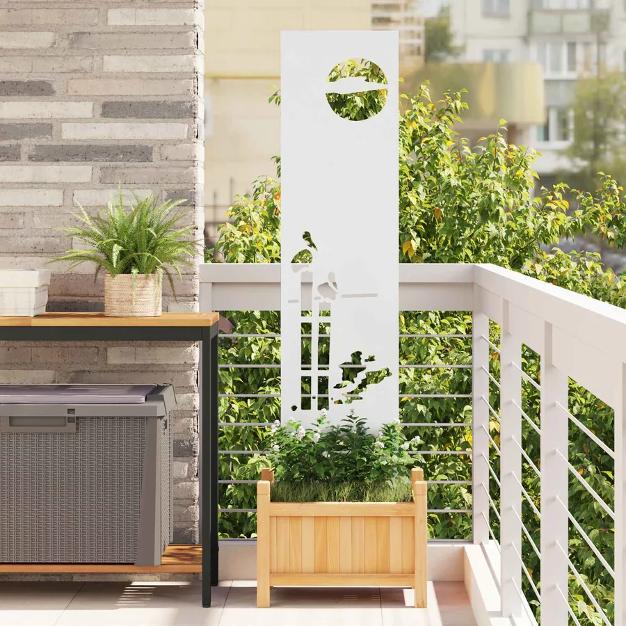 Écran de confidentialité de jardin Fretwork Blanc 32 x 140 cm