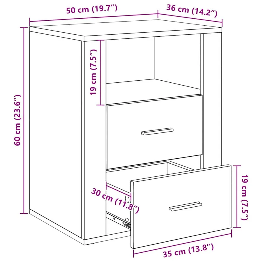 Cabinet de chevet Chêne artisanal 35 x 50 x 60 cm - 15