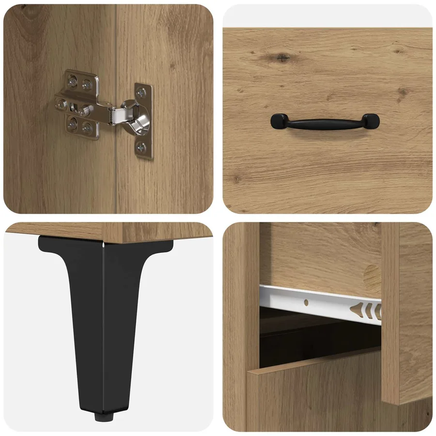Buffet Chêne artisanal 69,5 x 34 x 90 cm Bois d'ingénierie - 9