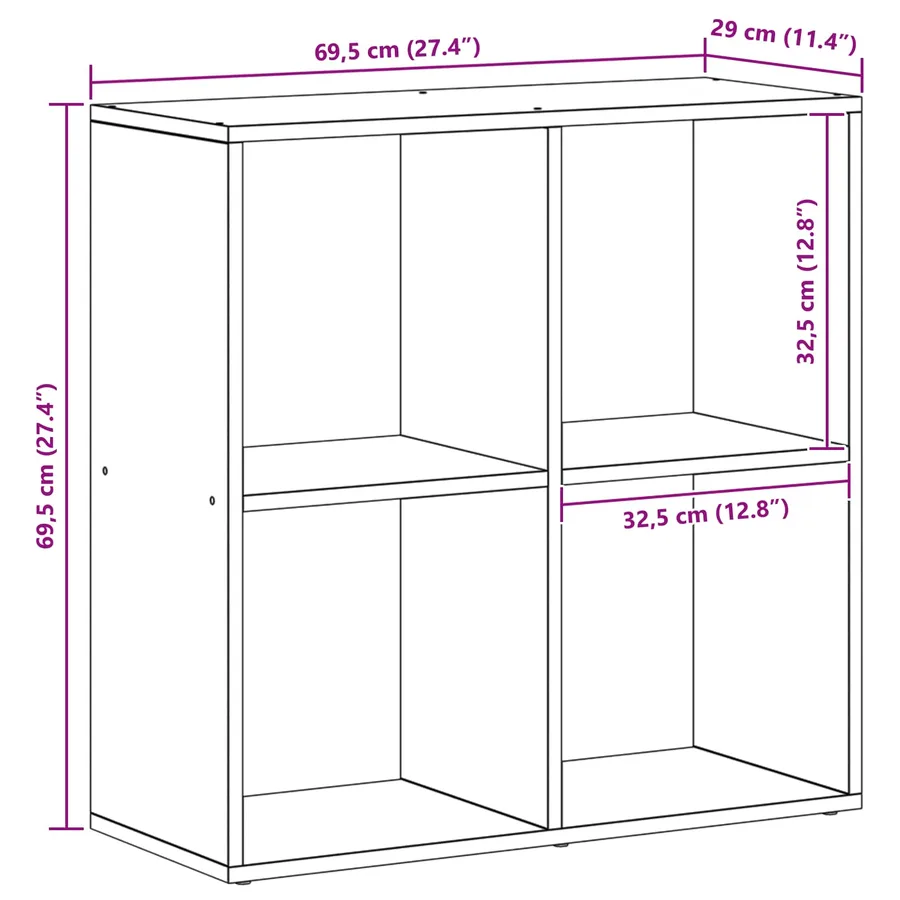 Bibliothèque Chêne noir 69,5 x 29 x 69,5 cm Bois d'ingénierie - 12