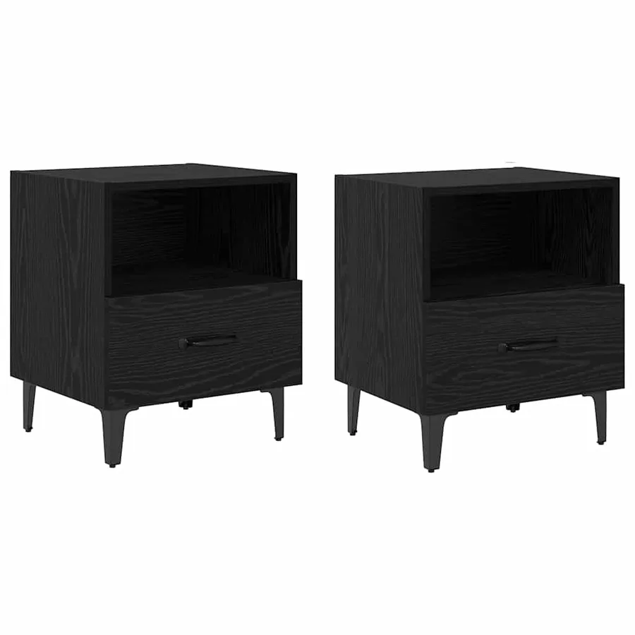 Cabinet de chevet 2 pcs Chêne noir 40 x 35 x 47.5 cm - 2