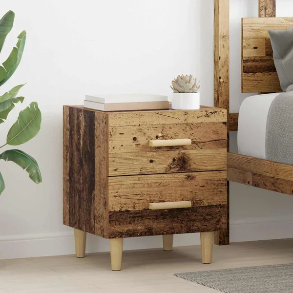 Armoire de lit avec tiroir 2 pcs Bois ancien 40 x 35 x 47.5cm