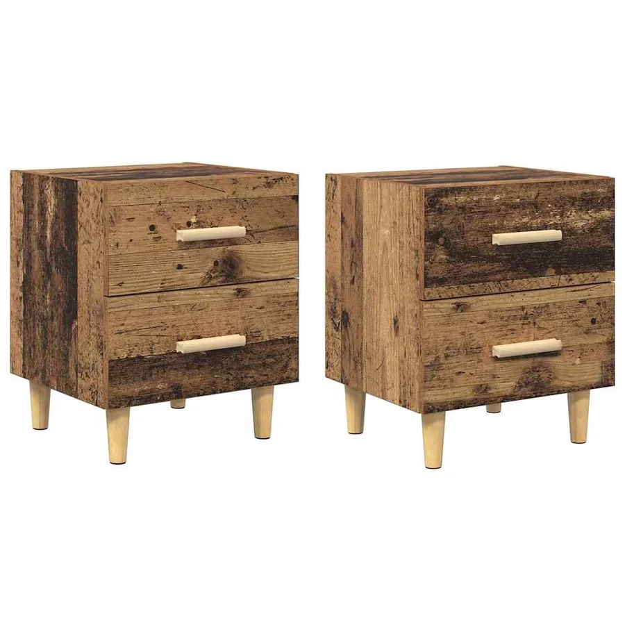Armoire de lit avec tiroir 2 pcs Bois ancien 40 x 35 x 47.5cm - 2