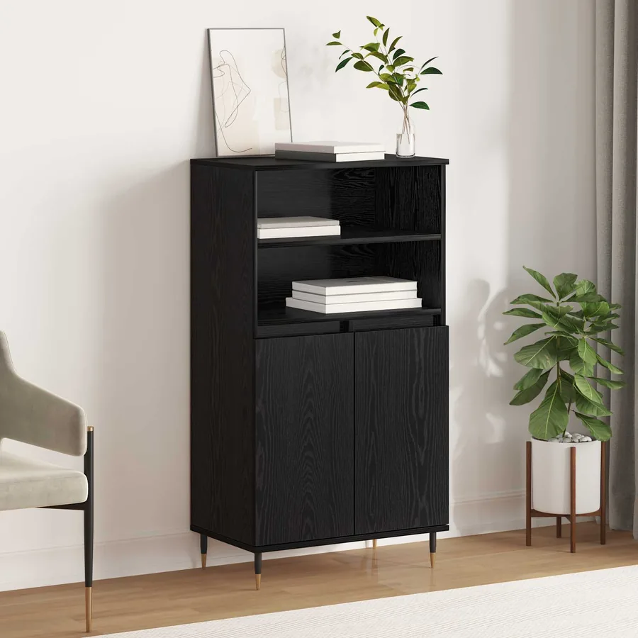Haut Armoire Noir 60 x 36 x 110 cm Bois d'ingénierie