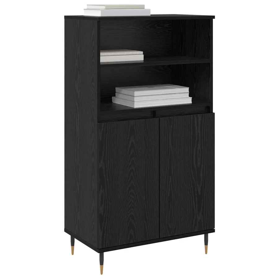 Haut Armoire Noir 60 x 36 x 110 cm Bois d'ingénierie - 3