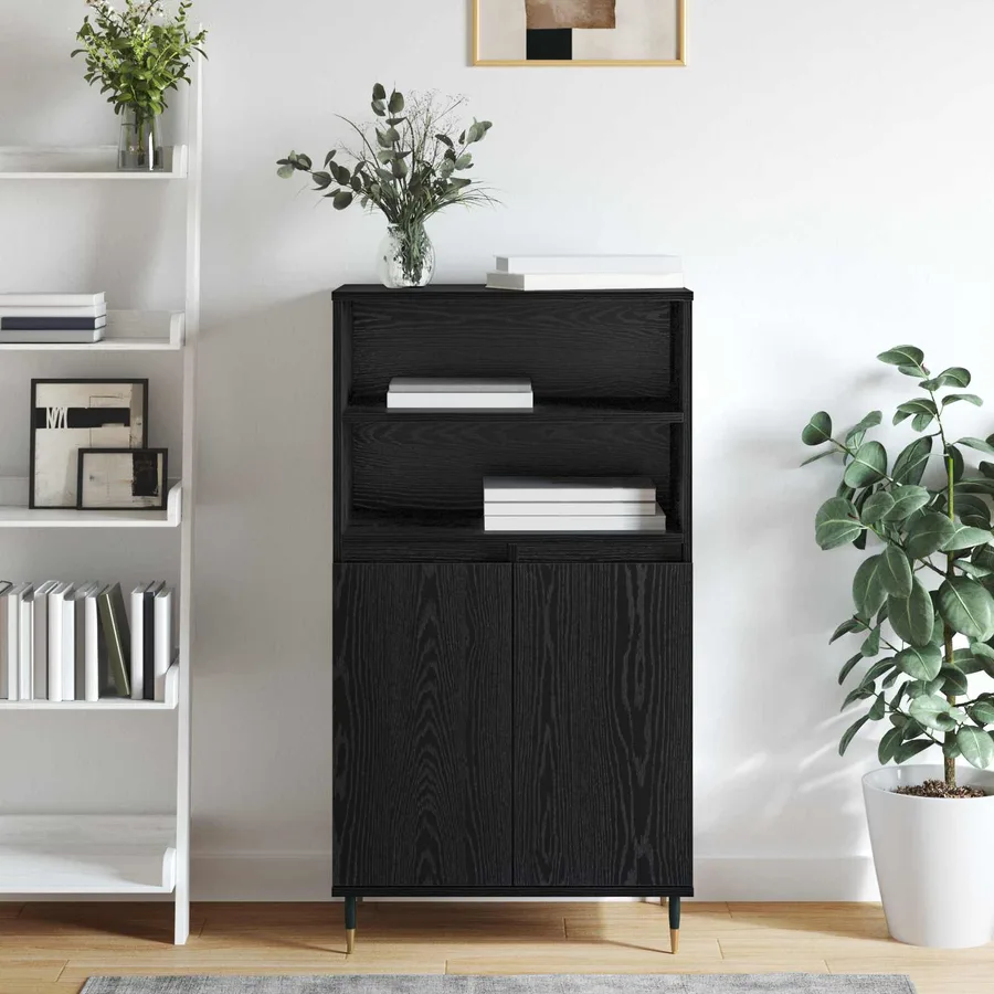 Haut Armoire Noir 60 x 36 x 110 cm Bois d'ingénierie - 4