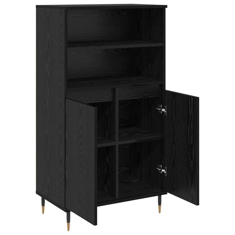 Haut Armoire Noir 60 x 36 x 110 cm Bois d'ingénierie - 5