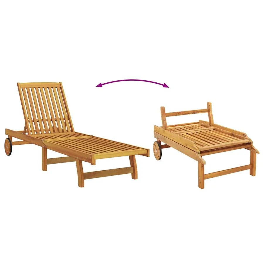 Transat avec coussin Rouge Bois d'Acacia Massif - 12