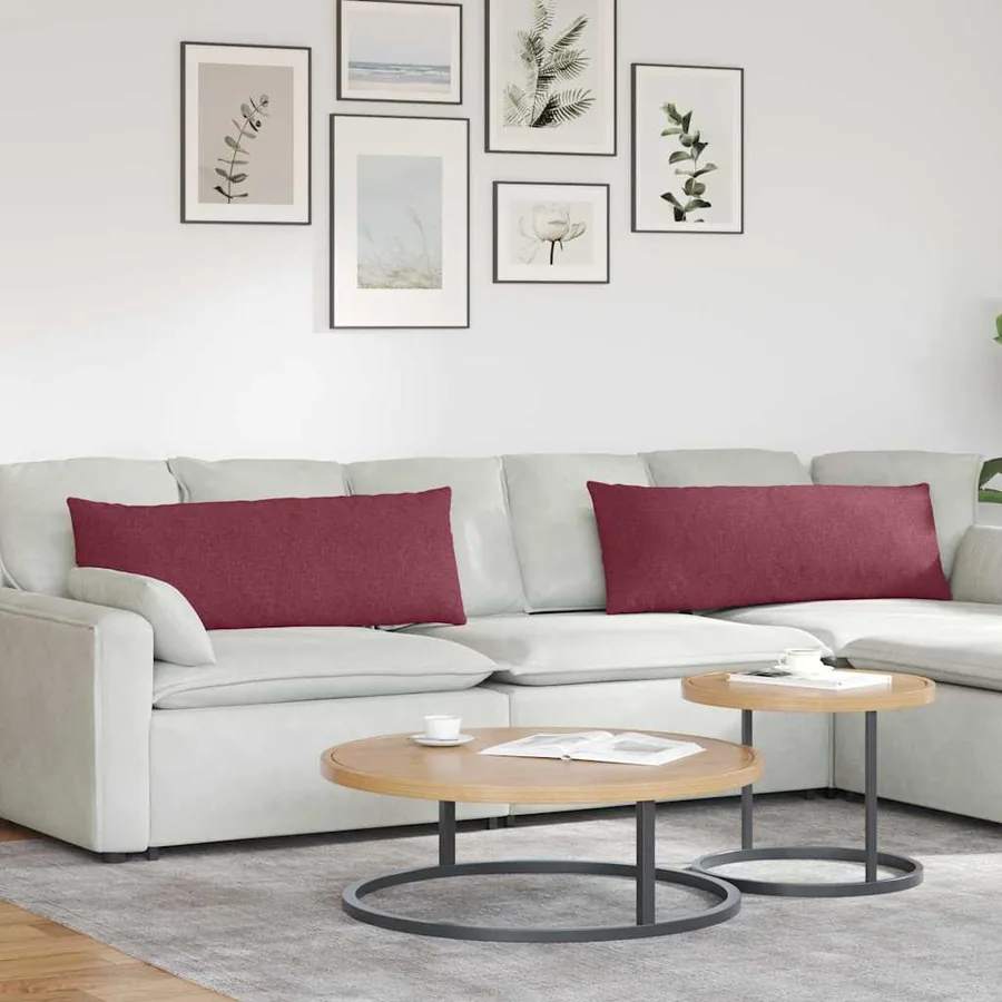 Coussins de canapé 2 pcs Bordeaux 120 x 40 cm tissu