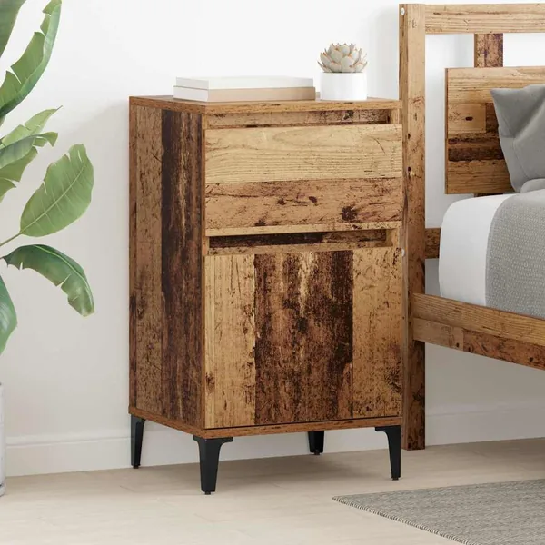 Cabinet de chevet avec tiroir 2 pcs Bois ancien 40 x 35 x 70 cm