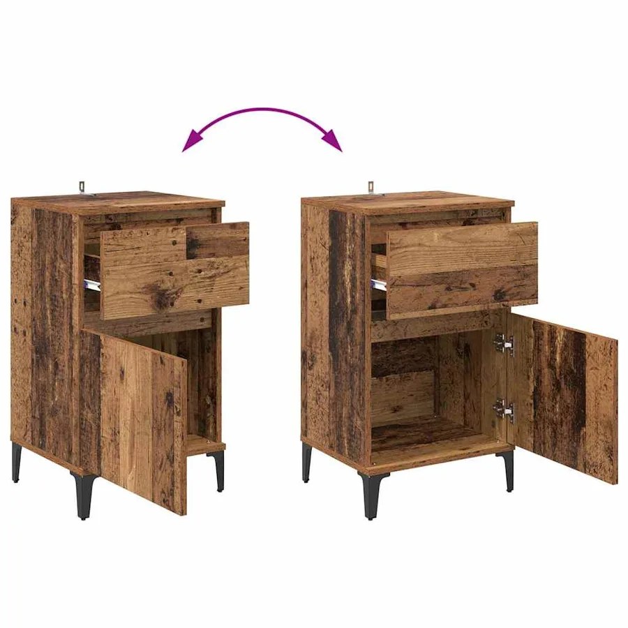 Cabinet de chevet avec tiroir 2 pcs Bois ancien 40 x 35 x 70 cm - 13