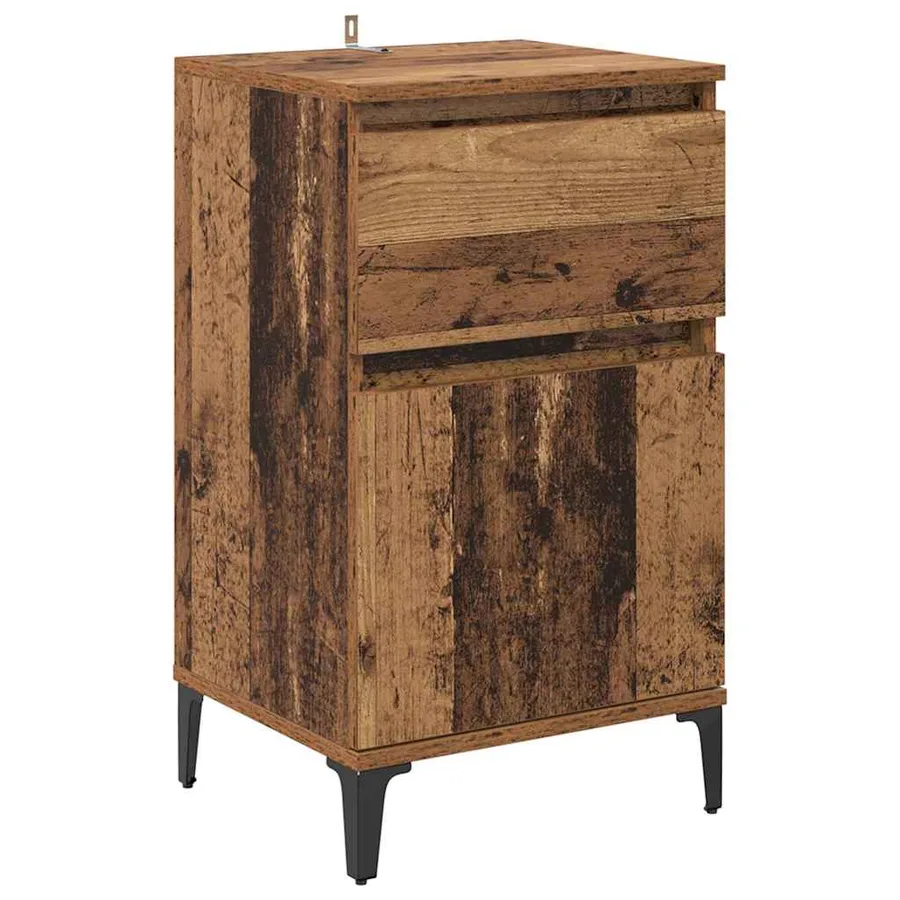 Cabinet de chevet avec tiroir 2 pcs Bois ancien 40 x 35 x 70 cm - 6