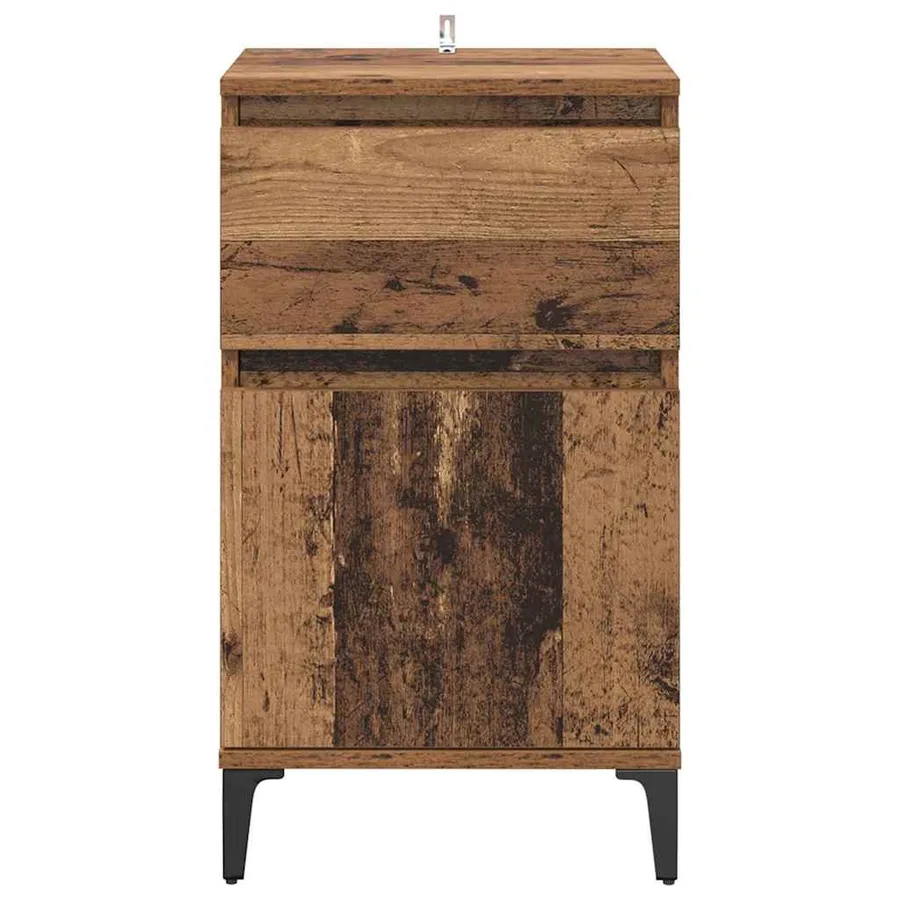 Cabinet de chevet avec tiroir 2 pcs Bois ancien 40 x 35 x 70 cm - 7