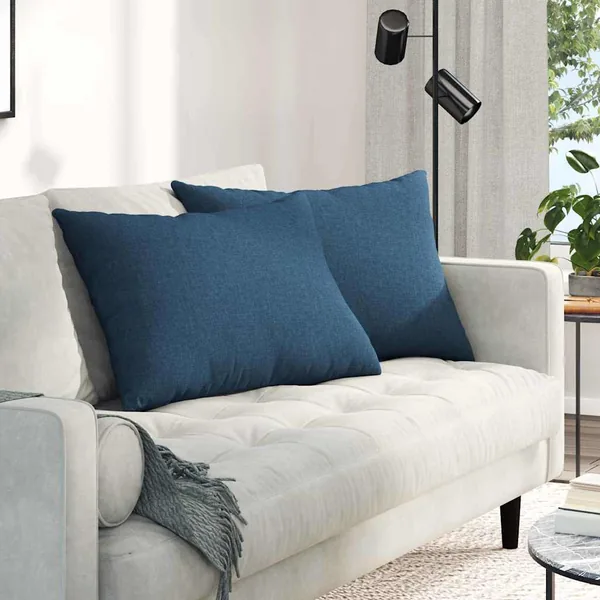 Coussins de canapé 2 pcs Bleu 70 x 50 cm tissu